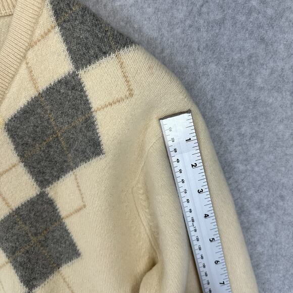 Vintage Pringle Scotland Argyle Sweater 100% Lambswool Men's Medium Cream - Picture 6 of 14